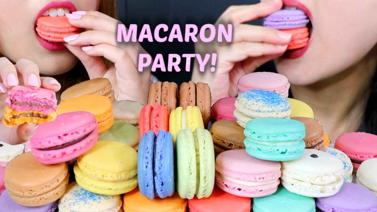 ASMR MACARON PARTY! 마카롱 리얼사운드 먹방 マカロン | Kim&Liz ASMR