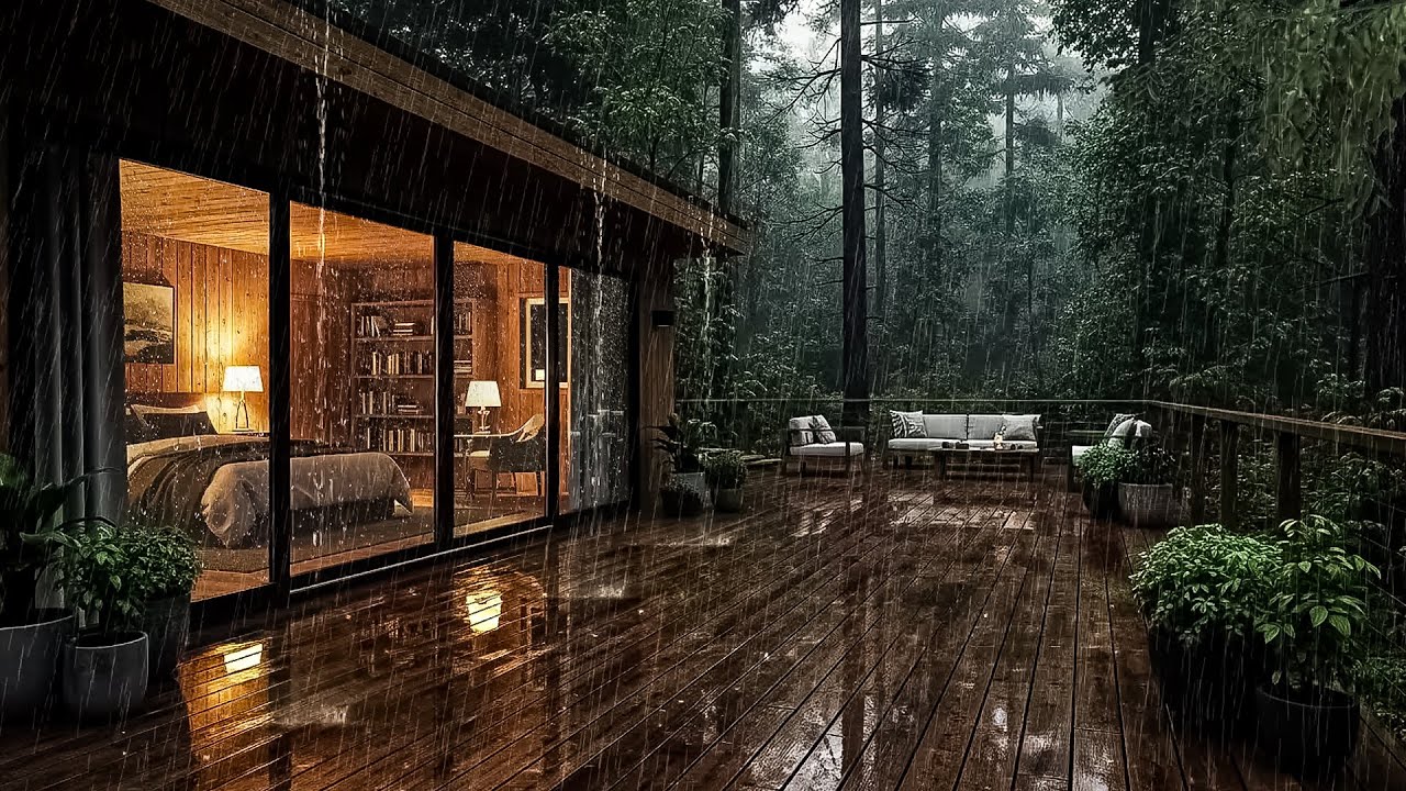 Gentle Forest Rain at a Cozy Cabin 🌲 | Peaceful Sounds for Deep Sleep ...