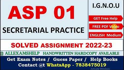 IGNOU ASP 01 SOLVED ASSIGNMENT for 2022-23 | IGNOU  Handwritten Assignment 2022-23 | @7838475019