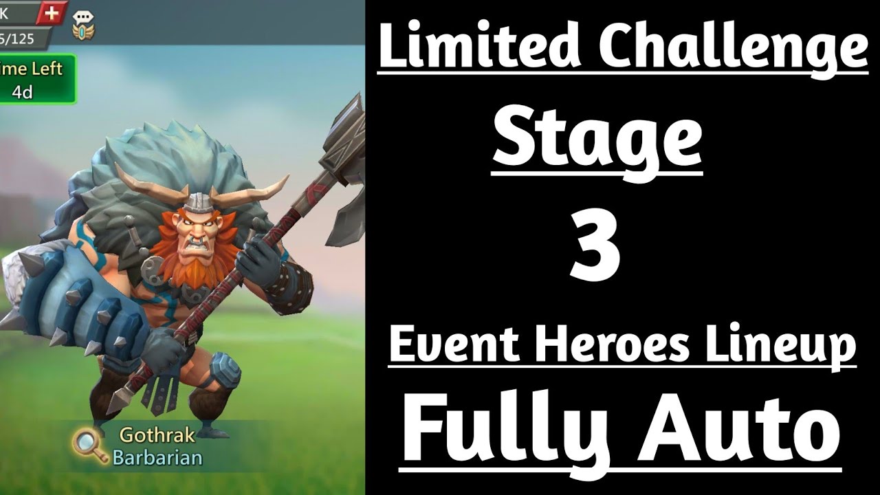 Lords mobile Barbarian Limited Challenge Stage 3 Fully Auto|Barbaric Journey Stage 3 Fully Auto
