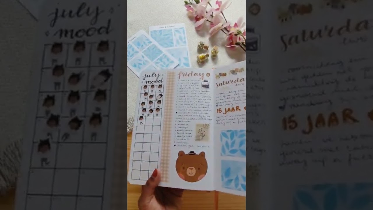 first daily spreads of july and my july mood tracker 