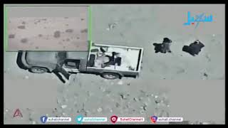 بالفيديو لحظة استهداف طائرات التحالف لتعزيزات حوثيه في #مارب