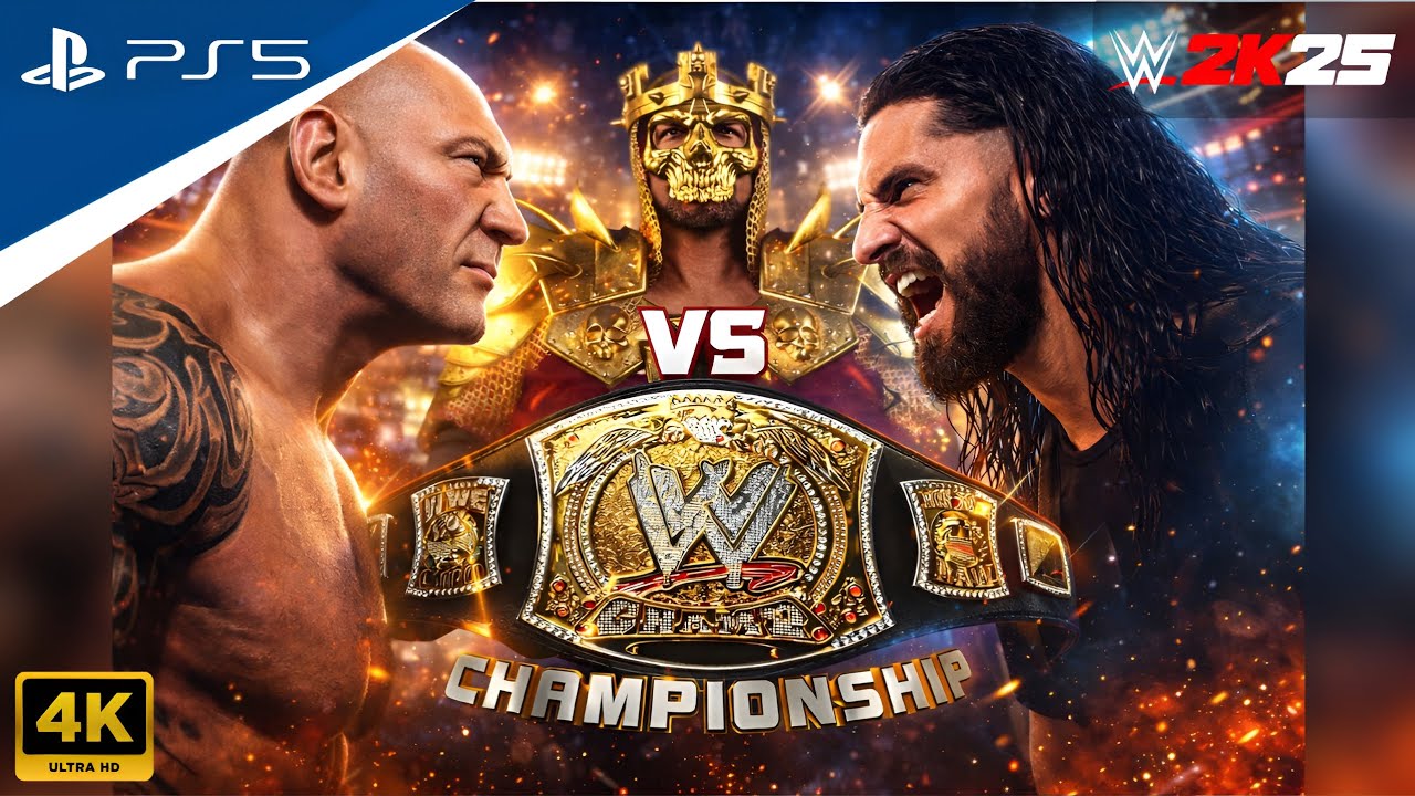 The King vs The Animal vs Freakin Rollins 😬 Triple Threat Championship Match - WWE 2K25 | PS5 [4k60]