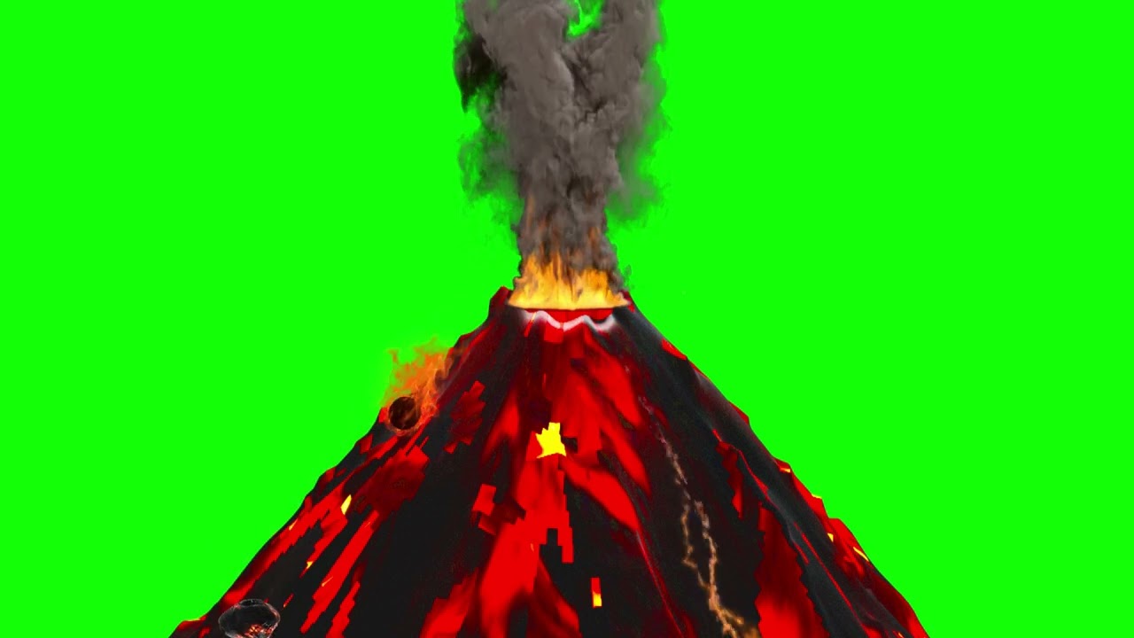 Green Screen Volcano Animation
