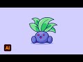 The BEST Adobe Illustrator Pokemon Tutorial - How To Draw Cute Oddish Step by Step!!