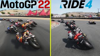 MotoGP 22 vs RIDE 4 Laguna Seca PS5 Graphics Comparison