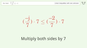 Solving Linear Inequalities: (j+5)/(-7) is Smaller Than or Equal to -1