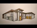 #028 - How to Draw a Modern House in 2-Point Perspective