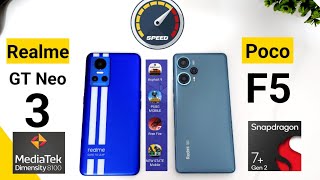 Poco F5 vs Realme GT Neo 3 Speedtest Snapdragon 7+Gen2 vs Dimensity 8100 