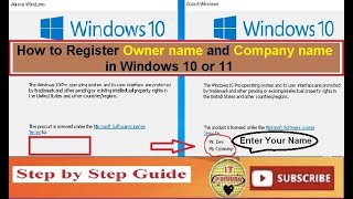How to Register Owner name & Organization (Company) name in Windows 10 or Windows 11