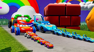 Long Cars vs Speed Bumps and Long Monster Truck vs Thomas Trains - Big & Small: Mcqueen with Rescue