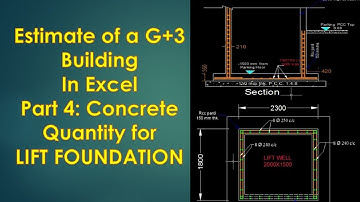 Detailed Estimate of a G+3 Building in Excel -Part 4 Concrete quantity for LIFT