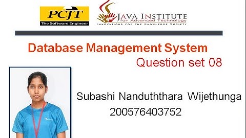 Database Management System Question Set 08