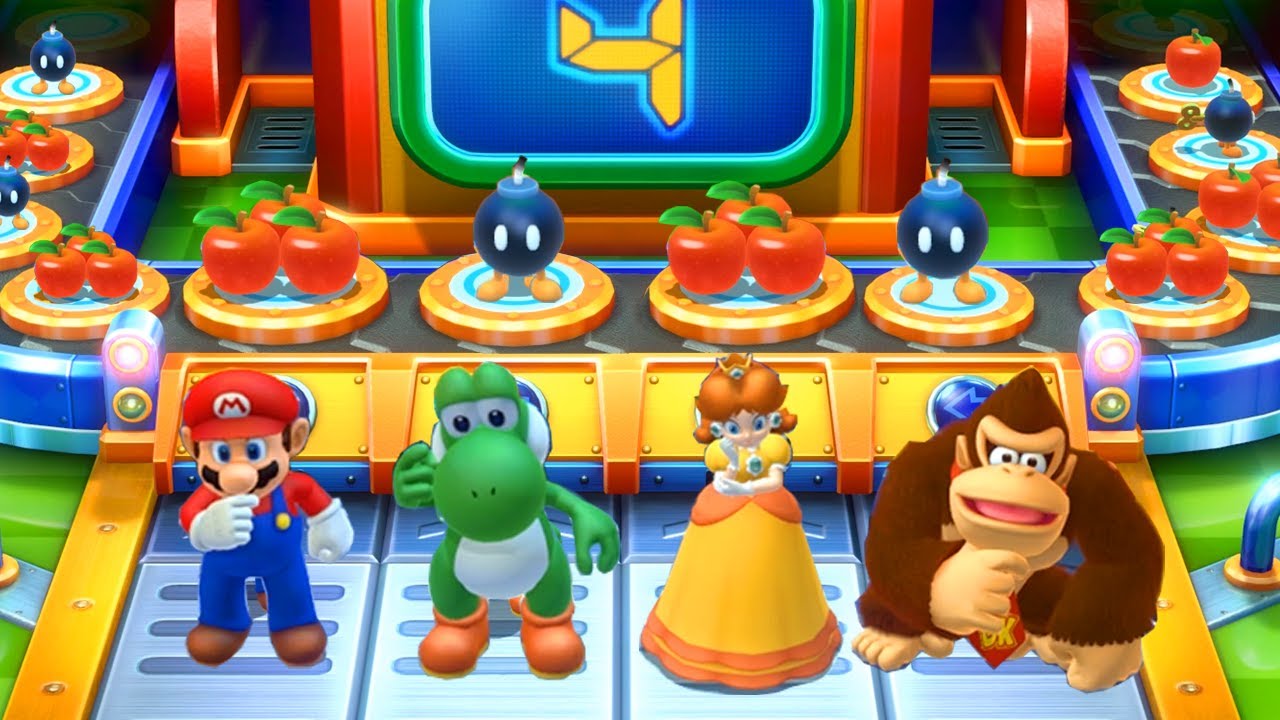 Mario Party 10 Minigames - Mario vs Yoshi vs Daisy vs Donkey Kong