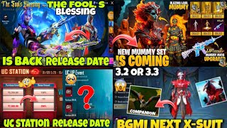 uc station release date in bgmi new mummy set the folls blessing is back release date next x suit 😲