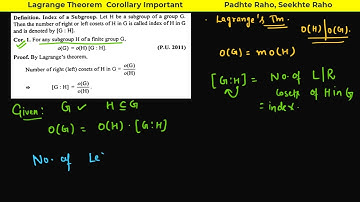 Index of a Subgroup  Corollary of Lagrange 