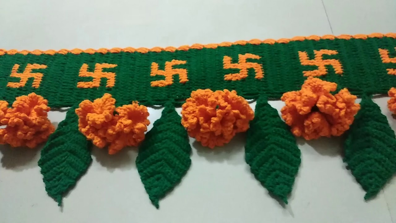 Marigold Flower And Leaves Door Toran 