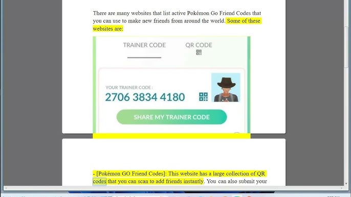 Pokemon Go Worldwide Friend Codes