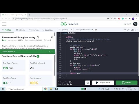 Reverse words in a given string | C++| GFG Problem of the Day 29-01-2022