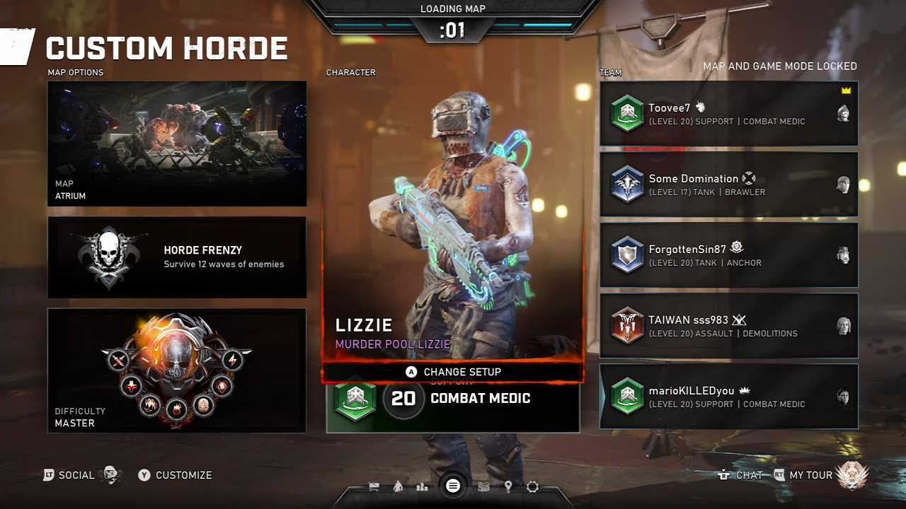 Gears 5 Atrium, Master, Combat Medic, 02-12 FRENZY, Lizzie- Murder Pool Lizzie (04-08-2022) Season11