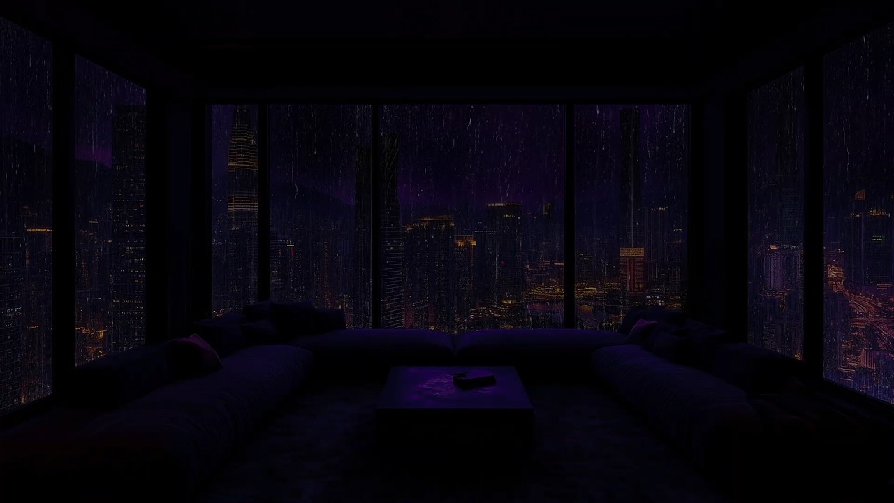 ALL NIGHT HEALING 🌧️😴 NYC Rainy City Ambience & Distant Thunder 🌩️ Relax Mind & Sleep Fast