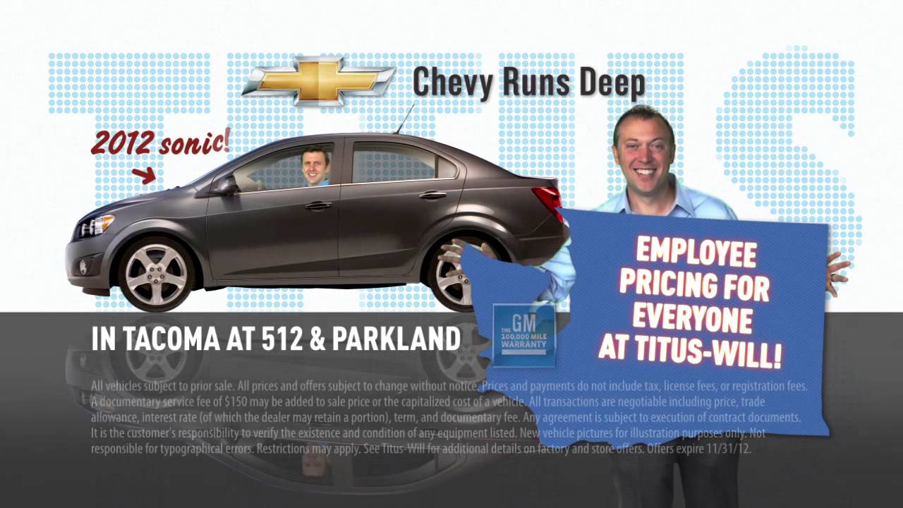 Titus-Will Chevrolet Tacoma Brothers Employee Pricing Funny Car TV