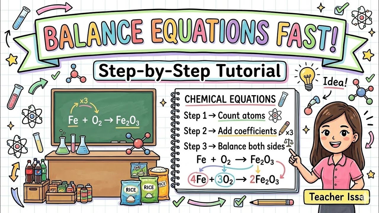 Balance Chemical Equations Fast! Step-by-Step Tutorial (Science Lessons ...