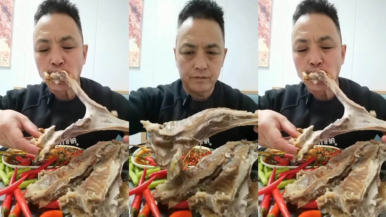 ASMR MUKBANG | SPICY BEEF RIBS WITH RED CHILI GARLIC SAUCE EATING 