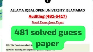 Celebrity 481 solved guess paper! Aiou course code 481 solved guess paper 2026#481solvedguesspaper Net Worth