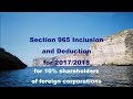 Section 965:  Income Inclusion and Deduction for 10% Shareholders