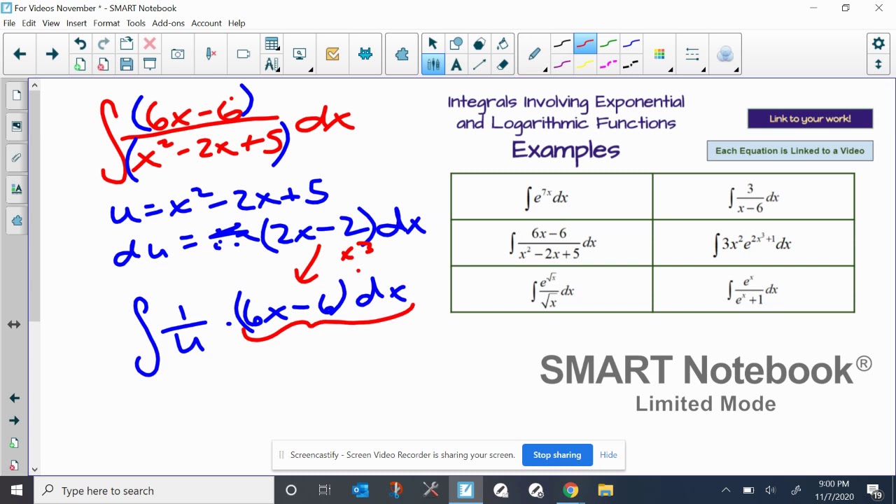 Integral of Exponential/Log Ex 3 YouTube