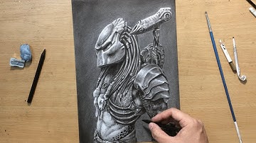 Predator Charcoal Drawing