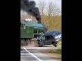 WOW STEAM TRAIN HITS ABANDONED CAR😱INSANE CRASH 😱 #steamtrain #train #railway #wow