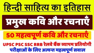 हिंदी के प्रमुख कवि और रचनाएँ भाग-2, important for upsc/psc/ssc/rrb railway/bank/vyapam exams.