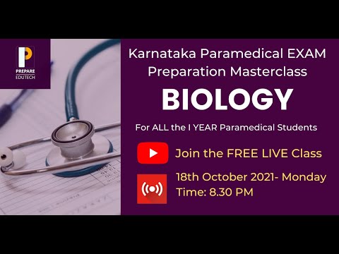 Karnataka Paramedical Biology  PART A EXAM Preparation Masterclass by Prepare Edutech | PrepEd App