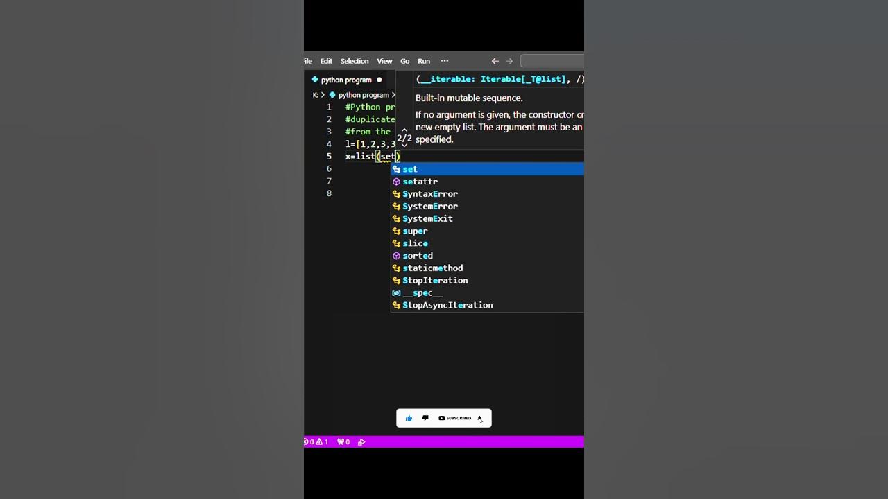 Python program to remove duplicate elements from the list #python # ...
