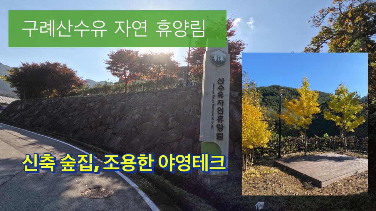 산수유 자연 휴양림 , 숲집 , 간격 넓은 야영테크 , 지리산 숙소 ,