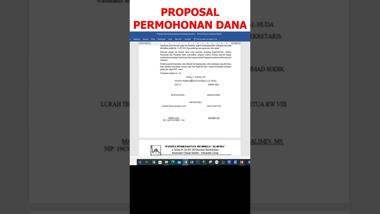 Proposal Permohonan Dana Pembangunan Masjid #komputermendoan @BudiKomputer