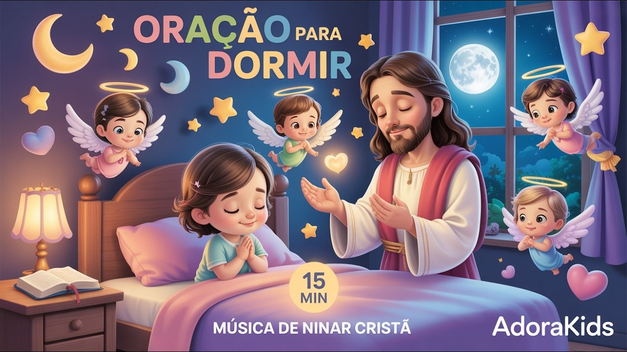 Orações Antes de Dormir 🌙🙏 15 MIN de Música de Ninar Cristã Infantil | AdoraKids