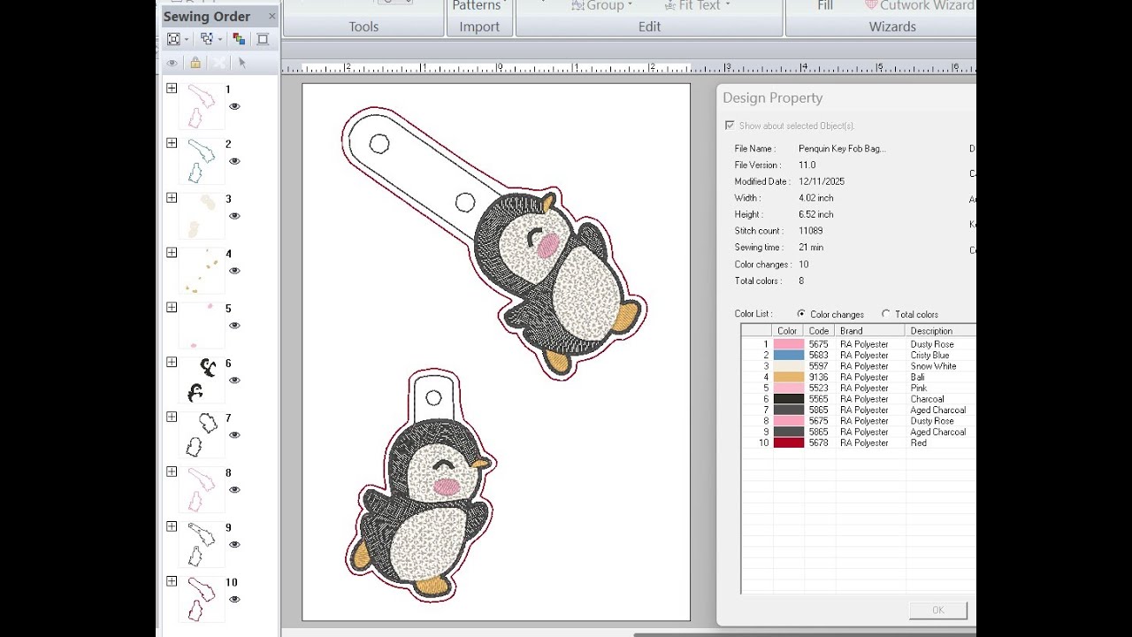 Видеоинструкция по созданию дизайнов для машинной вышивки брелоков, бирок для сумок, бирок на кно...
