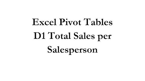 Pivot Tables D1 Total Sales per Salesperson