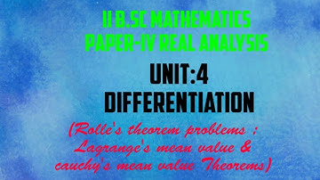 II B.Sc Mathematics Paper-IV Real Analysis | Unit 4 | Differentiation |
