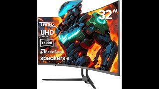 CRUA 32 Inch 4K Curved Gaming Monitor Review 160Hz AMD FreeSync Built in Speakers