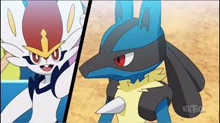 Goh Cinderace Pops Out Of Their Pokeball To Cheer On Ash Lucario Owo Englishdub