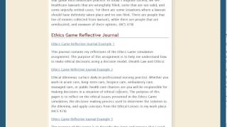 Ethics Game Reflective Journal