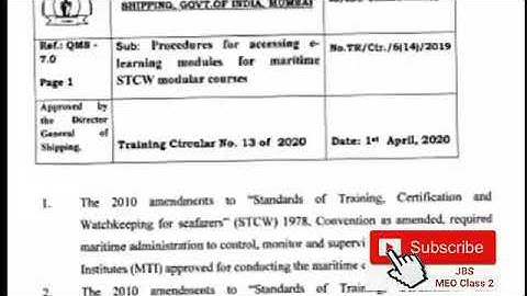 D G Shipping E Learning for STCW courses and Online Exit Exam step by step Procedure