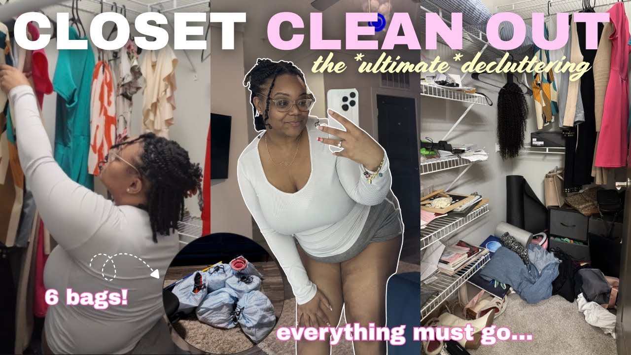 EXTREME CLOSET CLEAN OUT 🧺decluttering, organizing, letting go *motivating* 