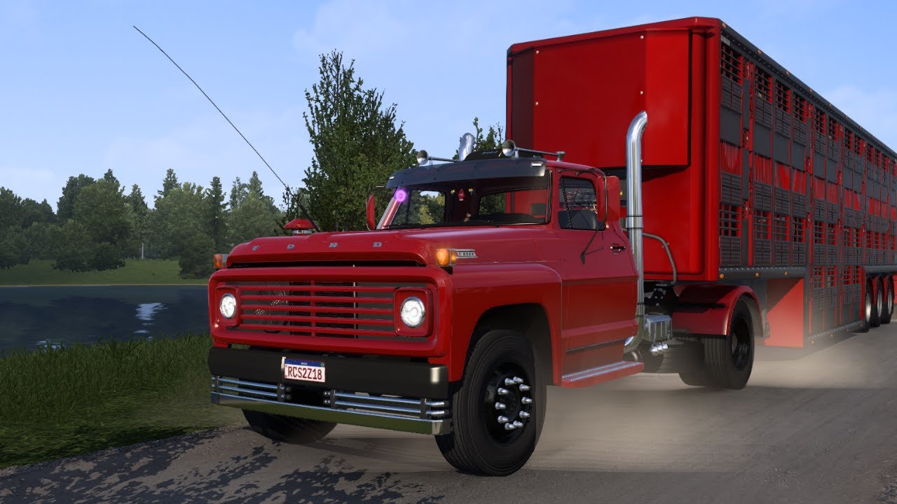 Hauling live stock to Latvia | 1970 Ford F850 | Euro Truck Simulator