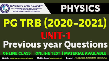 PG TRB 2020-21: PHYSICS PREVIOUS YEAR QUESTION DISCUSSION
