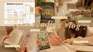 cosy reading vlog 🫖🌼 unboxing bookish mail, writing in cafés & my notion library set-up